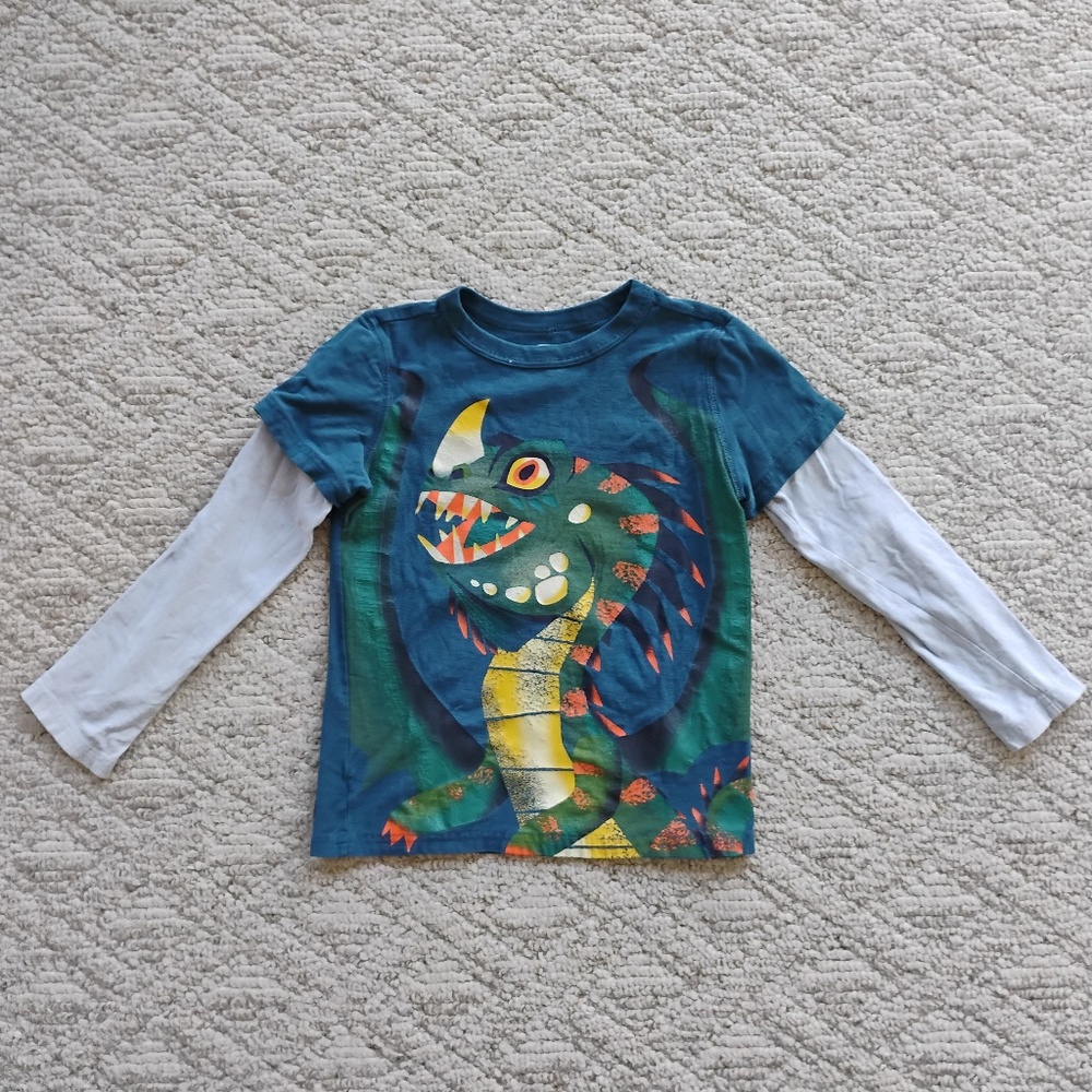 Tea Collection Long-Sleeved Dragon Shirt, size 8
